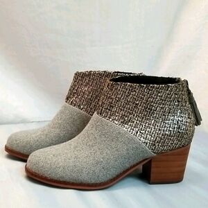 Tom's Gray Ankle Booties Ladies Sz 6